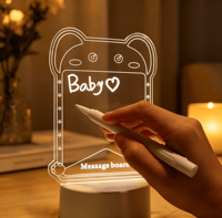 Veilleuse Créative de Chevet, Lampe de Bureau LED avec Tableau à Notes, Lampe de Nuit 3D, Éclairage LED RGB Connecté pour Maison Intelligente