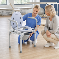 Chaise de toilette réglable en hauteur, pliable, portable, avec seau amovible, pour personnes âgées, handicapées, utilisation à côté du lit, à domicile