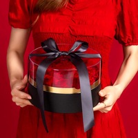 Boîte Cadeau Ronde Rigide Transparente en Acrylique de Luxe pour Roses et Chocolats avec Ruban, Idéale pour Bougies - Vente en Gros