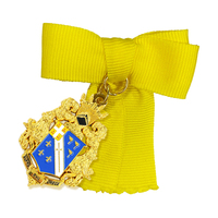 Badge 3D personnalisé en métal doré avec ruban et épingle – Design économique