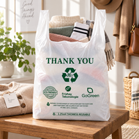 Sac en plastique biodégradable avec poignée, réutilisable, écologique, transparent, pour l'emballage alimentaire