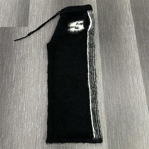 กางเกงวินเทจสำหรับผู้ชายกางเกงสเวตเตอร์ผ้าขนแกะถักขากว้างแบบหลวมใส่ได้ทั้งชายและหญิง - Product Image 3