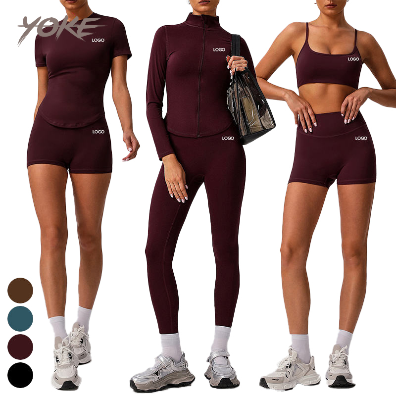 New Arrive Wholesale Custom Women's High Elastic Tight Stretch Quick Dry Gym Workout Set Activewear Fitness Sports Yoga Sets