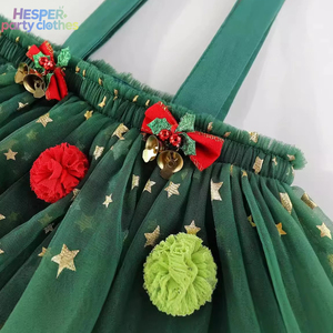 Vestido de tul HESPER, el más popular para niñas, con bordado de árbol de Navidad, lentejuelas de estrella y diseño de pastel para fiesta. - Product Image 3