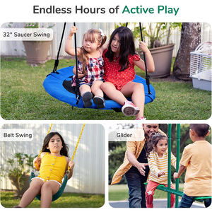 Ensemble de balançoire de jardin pour enfants IUNNDS, support de balançoire extérieur en métal robuste en forme de A, siège de balançoire en forme de soucoupe, cadre d'escalade, glissière - Product Image 3