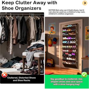 Over The Door <b>Shoe</b> Organizer 20 Pockets Holds 30 Pairs Coffee Brown Hanging Rack For <b>Shoes</b> Storage Behind Door Wall Mount - Product Image 6