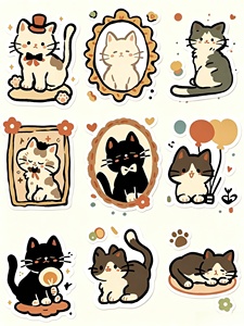 Etiquetas Adhesivas de Vinilo PVC de Alta Calidad, Resistentes al Agua y a los Rayos UV, con Diseño de Logotipo, Empaquetado Retro, Etiquetas con Diseño de Gatos - Product Image 1