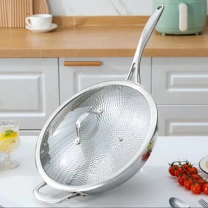 <span class=keywords><strong>Wok</strong></span> en titane non revêtu de 32cm, martelé à la main, adapté à plusieurs sources de chaleur - Product Image 3