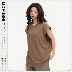 Débardeur décontracté en coton pour homme, coupe courte personnalisée, délavage vintage, col rond, coupe carrée, sans manches, en French Terry respirant, broderie et dentelle - Product Image 2