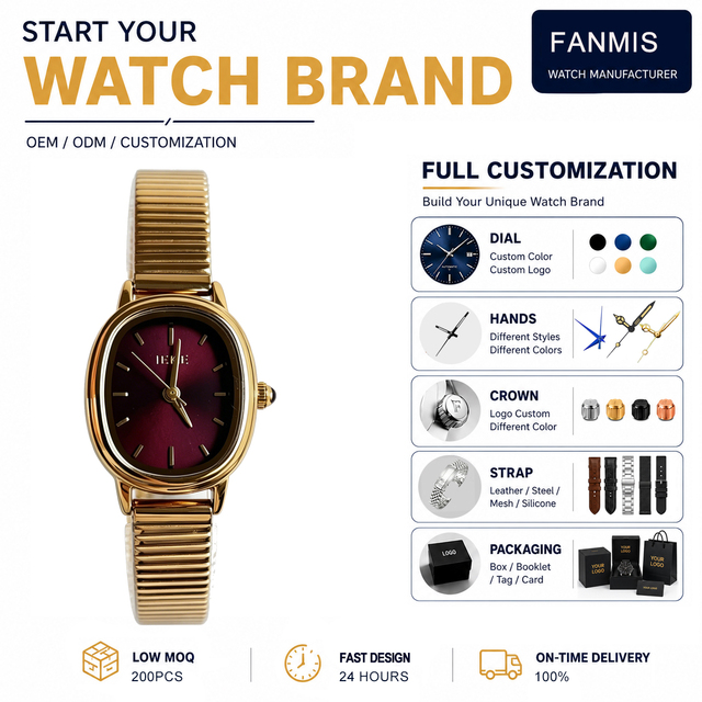 Multi-Shape Retro Alloy Glass Crystal 20mm Stainless Steel Strap Quartz Custom OEM Watch Fashion Premium Refined for Daily Wear