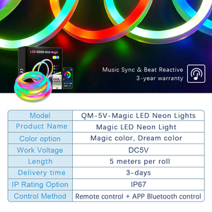 Kit de Tira de Luces LED RGBIC con Control por Aplicación, Resistente al Agua IP65, Kit Completo USB 5V para Sala de Juegos, Letrero de Neón Inteligente Individual de Silicona <span class=keywords><strong>Roja</strong></span> - Product Image 2
