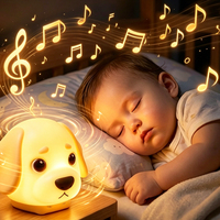 EGH 5 en 1 Altavoz de Música con Sonido Blanco para Bebés, Perro de Silicona Suave, Luz Nocturna LED 3D de Colores para Crear Atmósfera