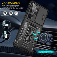 Coque pour Samsung Galaxy S26 Ultra avec protection coulissante pour objectif d'appareil photo, support magnétique, étui de protection pour téléphone portable Samsung
