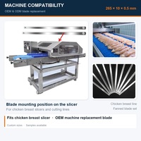 Lame de découpe de viande en acier 440C ultra-mince de 0,5 mm pour machine à trancher le poulet, pour la transformation de la volaille, tailles 285*10*0,5 et 265*10*0,5