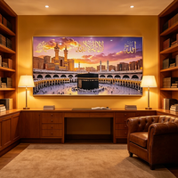 Décoration murale islamique de luxe moderne pour la maison, magnifique art mural Kaaba Allah Muhammad Ramadan Eid, grande peinture en cristal