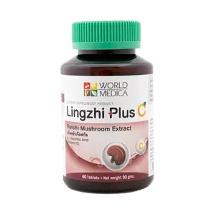 Herbal Plant Extracts 100% Lingzhi Plus C Size 60 Capsules Per Box Reishi Mushroom Extract Powder for Healthy Food from Thailand