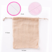 Puffs démaquillants réutilisables en velours de fibre de bambou 3 couches, écologiques, 8 cm, certifiés Oeko-Tex, rose