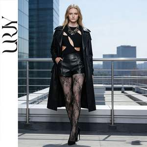 Collants <span class=keywords><strong>haut</strong></span> <span class=keywords><strong>de</strong></span> <span class=keywords><strong>gamme</strong></span> pour femme, en <span class=keywords><strong>nylon</strong></span>, à motif floral en dentelle, maille résille, tissage jacquard, sans couture, fins, effet sculptant - Product Image 3