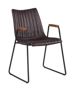 <span class=keywords><strong>Fauteuil</strong></span> en <span class=keywords><strong>cuir</strong></span> PU <span class=keywords><strong>marron</strong></span> <span class=keywords><strong>foncé</strong></span> de style vintage avec cadre en fer pulvérisé noir pour bureau et salon - Product Image 3