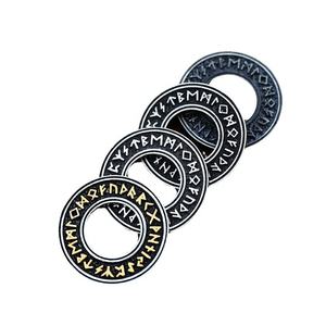 Collar con Colgante Yunnique de Acero Inoxidable 316L, Impermeable, con Runas Vikingas, Incrustaciones Doradas, Grabado Vintage, Unisex, para Regalo - Product Image 3