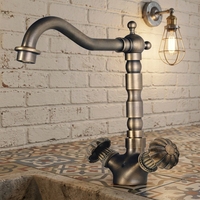 Robinet de lavabo double poignée en laiton doré brossé antique, accessoire de salle de bain haut de gamme pour lavabo de toilettes et usage quotidien