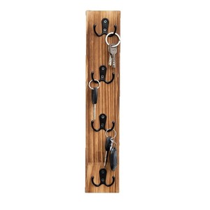 Solid Wood <b>Wall</b> <b>Hook</b> Rack <b>Key</b> Organizer 4 <b>Hooks</b> Vertical Retro Style Entryway Storage - Product Image 5