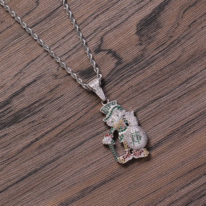 Liontin Hewan Berlapis Emas CN282 dari Kuningan dengan Batu CZ dan Rantai Tali, Perhiasan Kalung Hip Hop untuk Pria Wanita, Cocok untuk Pesta dan Kegunaan Sehari-hari - Product Image 4