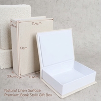 Kotak Perhiasan Linen Alami Logo Kustom 11.4x13x3.9cm Kotak Hadiah Karton Kaku Mewah Laminasi Mengkilap Berlapis Spons Magnetik