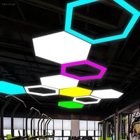 Lampes suspendues LED modernes hexagonales pour plafond, IP44, télécommande AC, CRI élevé 90, température de couleur multiple, boîtier en aluminium, éclairage