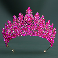 Tiara de Boda Barroca Europea-Americana al por Mayor, Corona Nupcial de Aleación con Cristales y Diamantes Incrustados