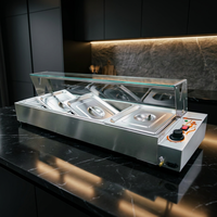 Bain-marie électrique en acier inoxydable pour buffet, vitrine chauffante avec contrôle de température 60-80°C, maintien au chaud 24h/24