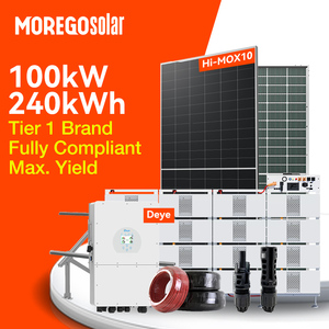 Système de stockage solaire commercial Morego 100 kW 240 kWh, onduleur hybride DEYE 30 kW, panneaux bifaciaux LONGI 650 W, solution photovoltaïque complète - Product Image 1