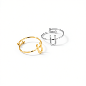 Anillo de Acero Inoxidable con Diseño de Letra U, Joyería Minimalista para Mujeres y Hombres - Product Image 2