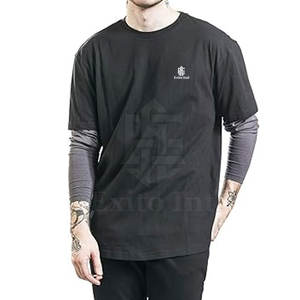 เสื้อยืดแขนยาวระบายอากาศสองชั้นสำหรับผู้ชายเสื้อเจอร์ซีย์แขนยาวสีพื้นเรียบง่าย - Product Image 3