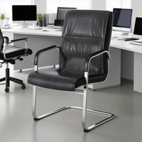 Chaise de bureau ergonomique sans roulettes en cuir PU, stationnaire, pour réunions, réceptions, visiteurs, événements et salles d'attente