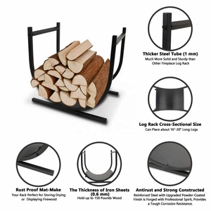 Casier de stockage noir pour bûches, support décoratif en fer métallique pour <span class=keywords><strong>la</strong></span> maison, cheminée domestique - Product Image 6