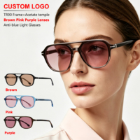 Lunettes anti-lumière bleue Sunray Vintage Classic unisexes pour adultes, monture TR90 pleine monture, verres marron rose, rose pâle, pour hommes et femmes