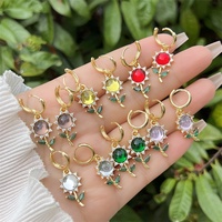 Boucles d'oreilles en zircon plaqué cuivre 18 carats à la mode avec différents styles pour le port quotidien des femmes, cadeaux élégants et rétro