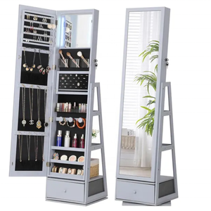 Moderno Gabinete de Joyería de Madera <span class=keywords><strong>con</strong></span> Luces LED, Estantes Giratorios y Iluminación <span class=keywords><strong>para</strong></span> <span class=keywords><strong>Sala</strong></span> de Estar - Product Image 1