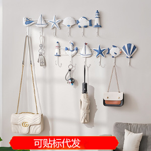 Mediterranean Style <b>Wall</b> <b>Hooks</b> 33x15x85cm Ocean Theme Decorative Coat Rack For Home Entryway Use - Product Image 5