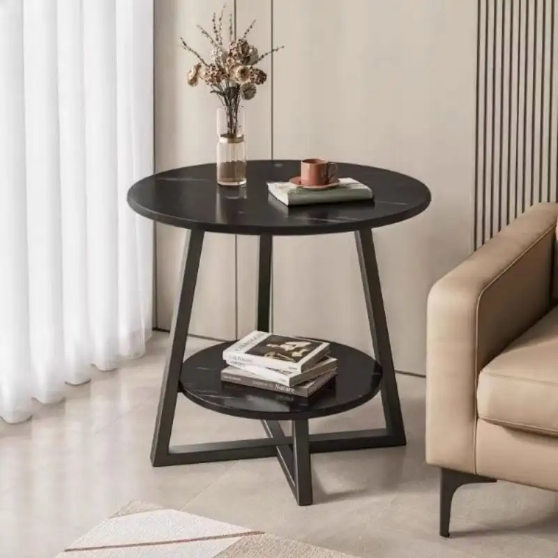 Toptan Modern lüks Metal çerçeve yuvarlak sehpa altın çerçeve 2 yuvalama çay masası için İskandinav tarzı ev mobilya