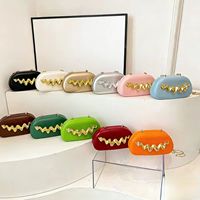 Tas Tangan Warna-warni Gaya Fashion, Desain Rantai Emas Mewah, Tas Malam Akrilik, Tas Selempang Wanita
