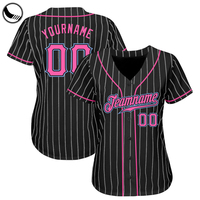 Ensemble uniforme de baseball personnalisé pour filles, en polyester à fines rayures, broderie Canada-Amérique, maillot noir et blanc vierge