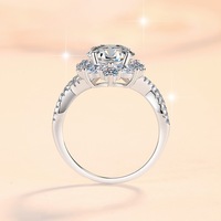 Bague de fiançailles pour femme en argent sterling S925 avec certificat GRA, moissanite ronde brillante couleur D VVS1, pavé et bande torsadée