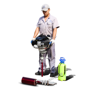 Một-Người Đàn Ông Hoạt Động Cầm Tay Đá Đất Thu Thập Mẫu Thăm Dò Địa Chất Giàn Khoan Máy - Product Image 4