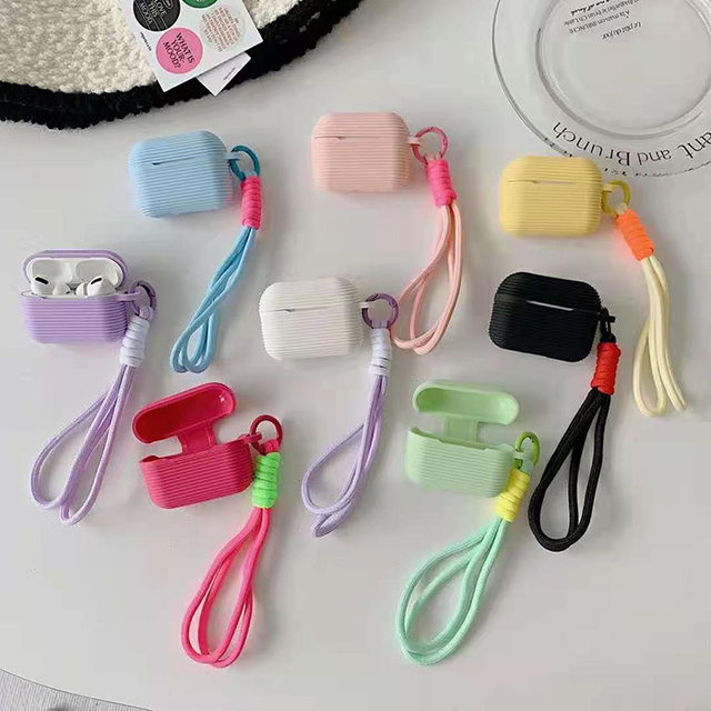 Colorful Fashion Silicone Headphones Case Earphone Cover Designer Braided Sling Rubber for Airpods Pro 2 3