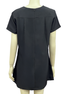 Blusa Formal de manga corta sólida para mujer a la moda, uniforme de 4 vías, tela elástica resistente al aceite, 95% poliéster, 5% Spandex, cuello en V - Product Image 5