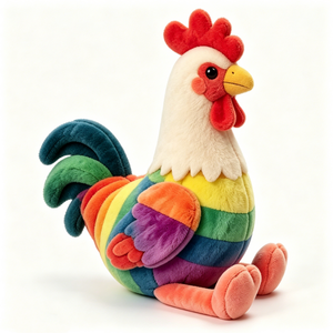 Personaliza el regalo de cumpleaños: peluche de gallo arcoíris, peluche de gallo suave y esponjoso - Product Image 3
