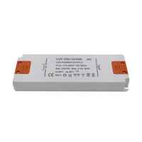 Transformateur d'alimentation LED ultra-plat personnalisé à 2 broches, 110 V/230 V CA/CC, 12 V/24 V, 60 W, Classe 2
