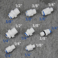 BSP Mannelijke 3/8" 1/4" 1/2" Schroefdraad Rechte Koppeling Slang Push-to-Quick Connector voor Waterzuiveraar Drinkfontein